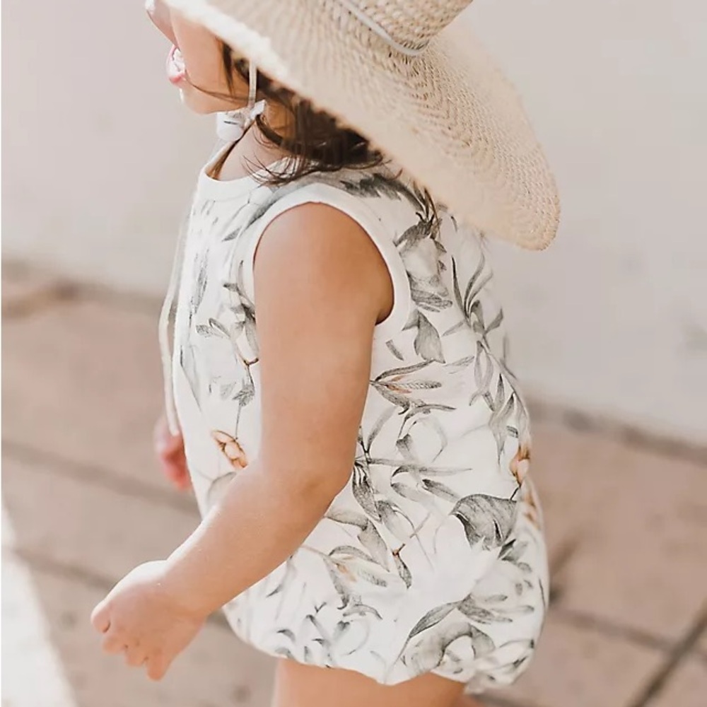 Rylee + Cru Botanical Print Printed Bubble Onesie